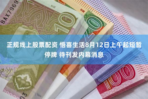 正规线上股票配资 悟喜生活8月12日上午起短暂停牌 待刊发内幕消息