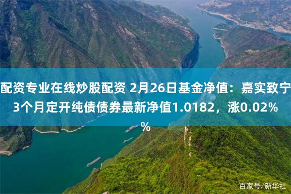 配资专业在线炒股配资 2月26日基金净值：嘉实致宁3个月定开纯债债券最新净值1.0182，涨0.02%